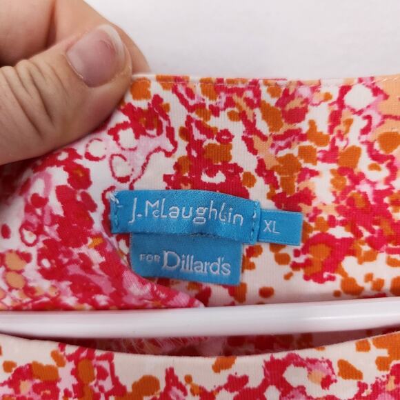 J.‎ McLaughlin Catalina Cloth Nylon Ruched Knee Length Dress XL Cottage Coastal - Picture 3 of 7